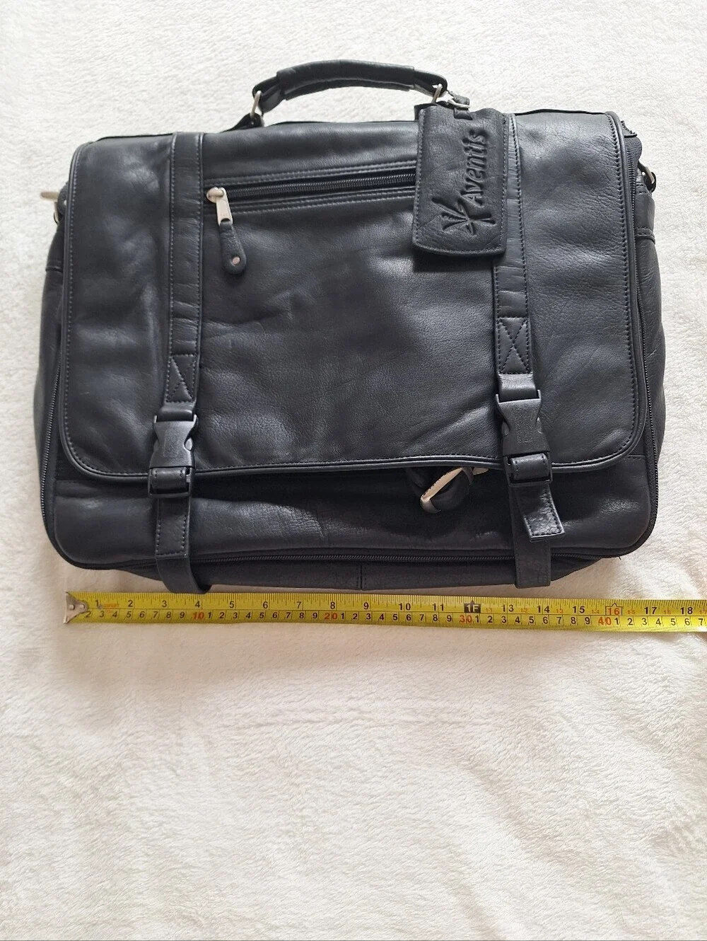 NEW Canyon Outback Black Leather Laptop Briefcase Aventis Messenger Bag 16